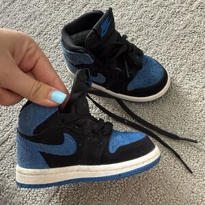 Nike Kids Blue and Black High-Top Sneakers with Suede Panels